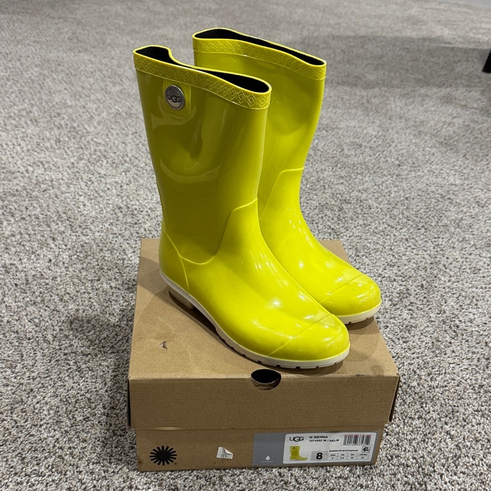 UGG sienna Neon Yellow Gloss Rain Boots